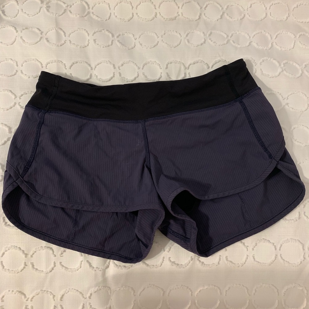 blue/black lululemon shorts, size 4